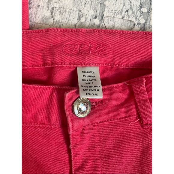 Cache Pink Rhinestone Embellishes Flap Pockets Jean 6 - Picture 2 of 6